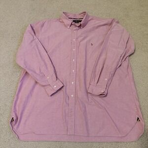 Ralph Lauren Button Down Shirt Mens 3XLT Big Tall Pink Red Classic Fit Pony
